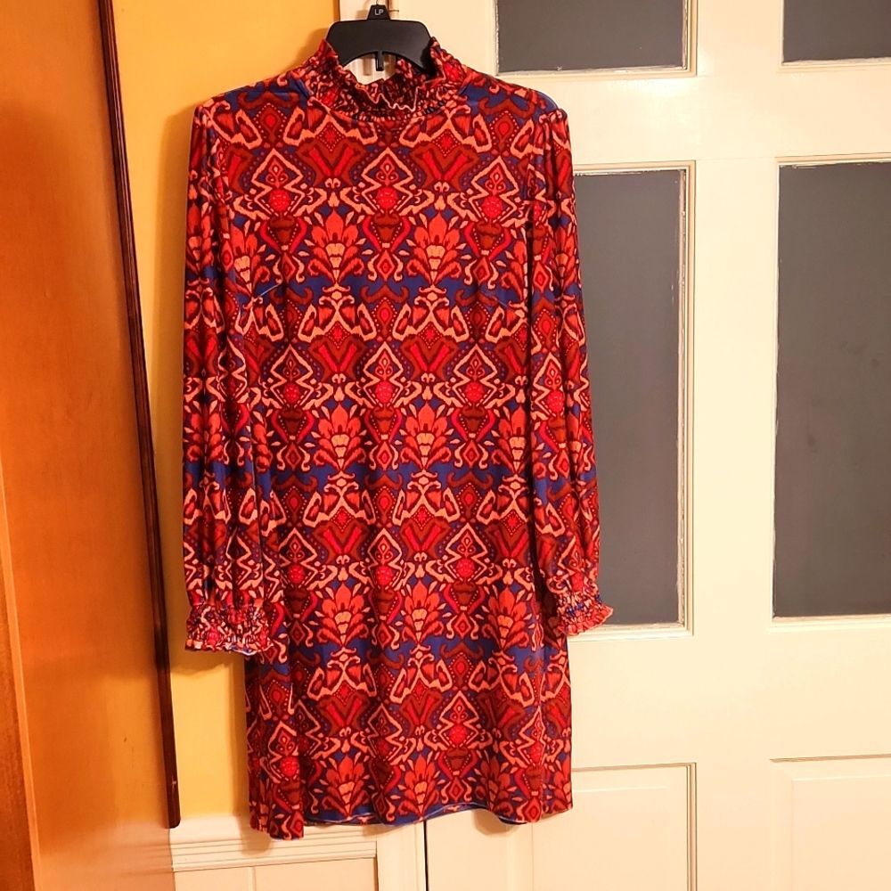 Tyler Boe "Marni" Tribal Print Longsleeve Velvet Dress Size M NWT